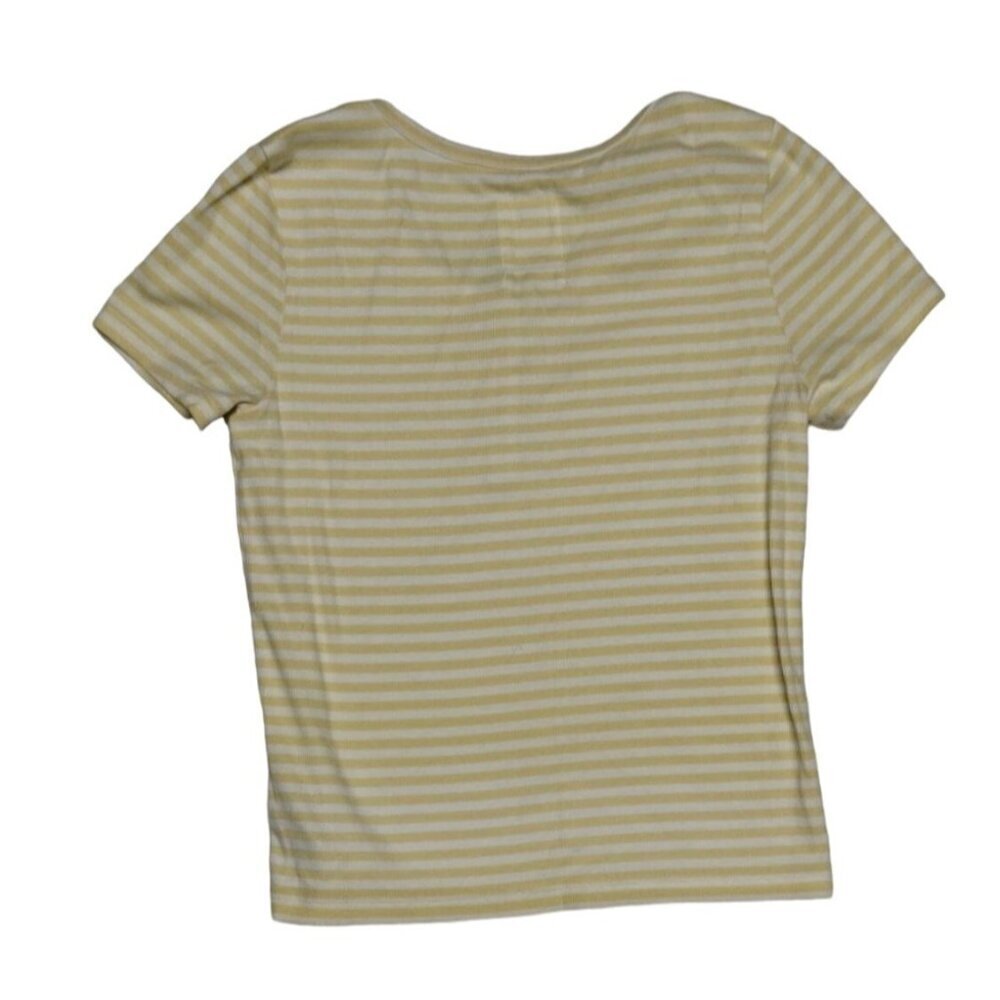 Gap Teen XXL Yellow‎ & White Striped Short-Sleeve Henley Top